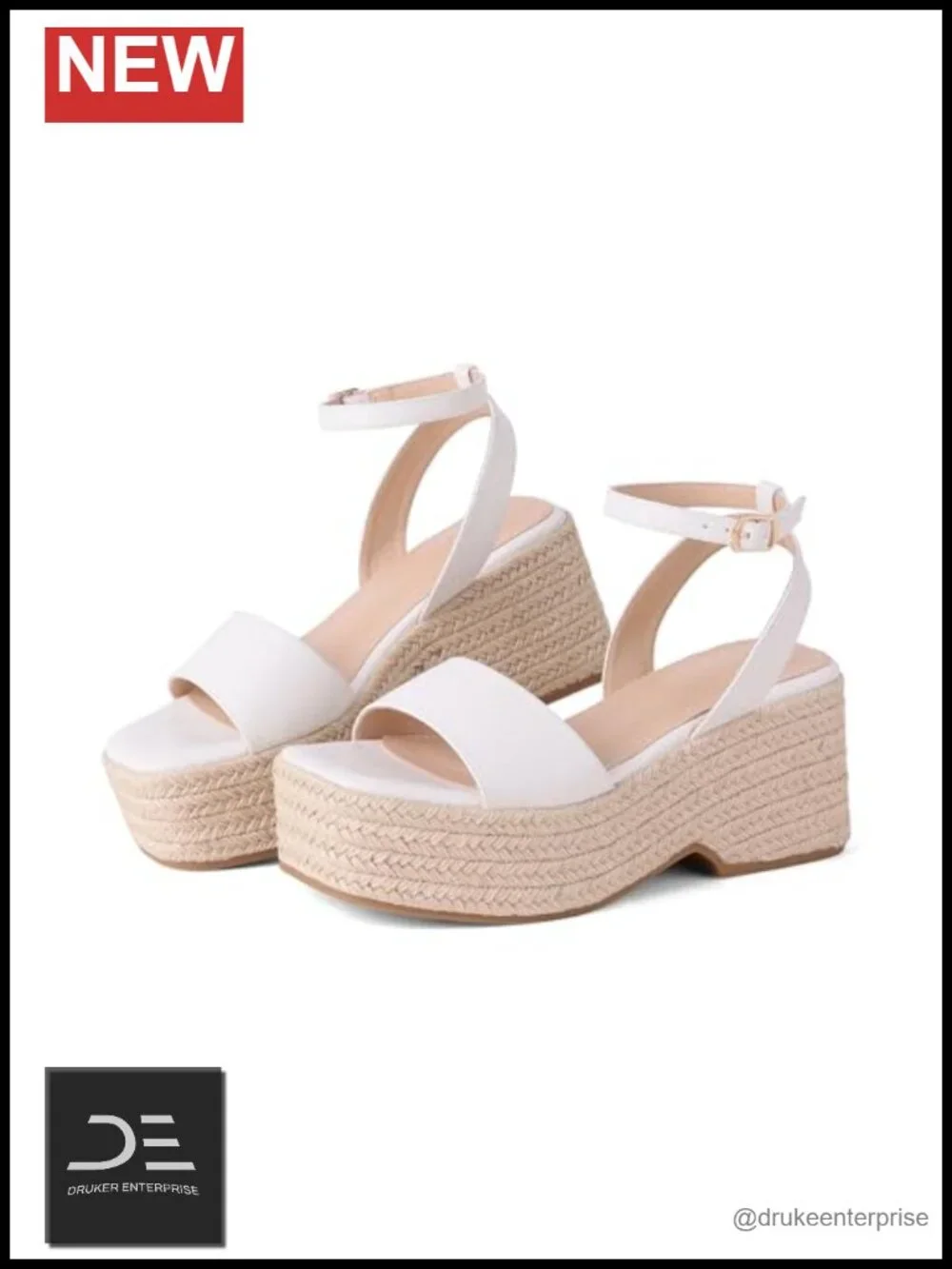 Platform Espadrille Wedge Sandals with Ankle Strap Buckle